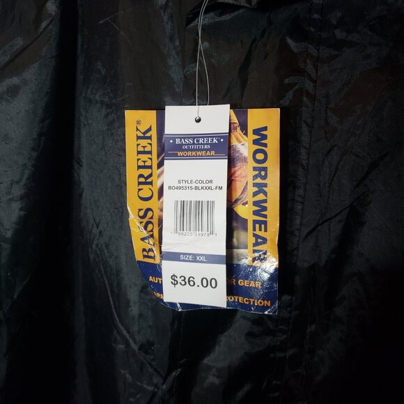 Bass Creek Rain Jacket Mens XXL Black Windbreaker Hood Pockets - Picture 5 of 8